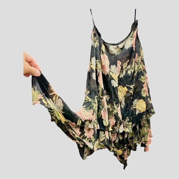 100% SILK Lauren by Ralph Lauren skirt. Layered floral midi with lining,  ize 4. - Picture 11 of 12